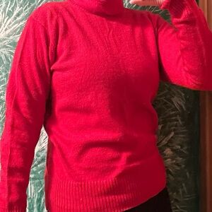 Lambswool Red Turtleneck Sweater